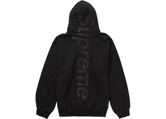 SUPREME SATIN APPLIQUE HOODED SWEATSHIRT BLACK