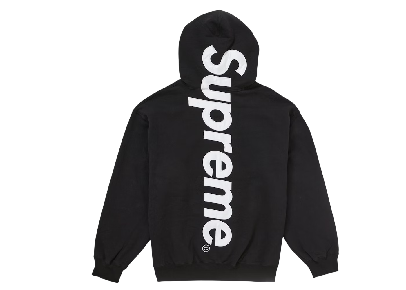 SUPREME SATIN APPLIQUE HOODED SWEATSHIRT FW24 BLACK
