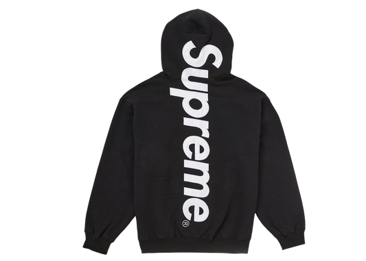 SUPREME SATIN APPLIQUE HOODED SWEATSHIRT FW24 BLACK