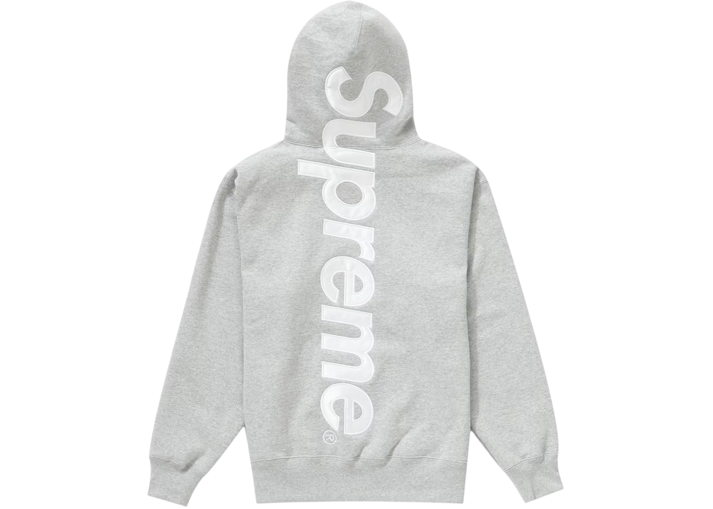 SUPREME SATIN APPLIQUE HOODED SWEATSHIRT FW24 HEATHER GREY