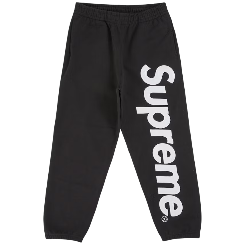 SUPREME SATIN APPLIQUE SWEATPANTS BLACK