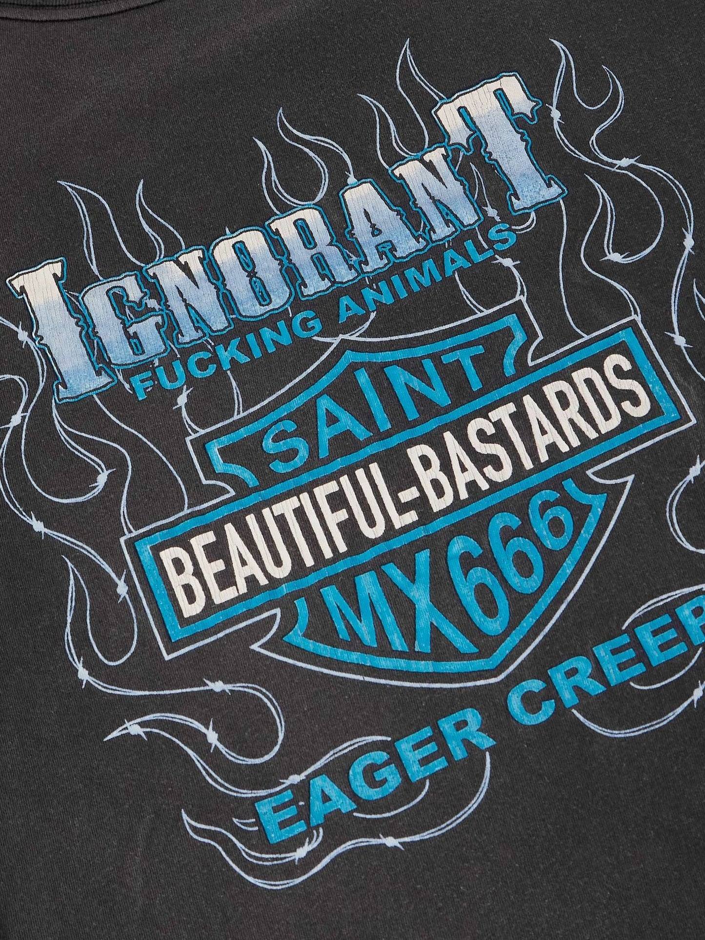 SAINT Mxxxxxx GOODBYE HUMANITY DICE DISTRESSED PRINTED COTTON LONGSLEEVE