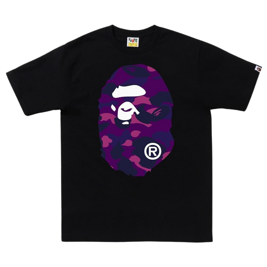 BAPE COLOR CAMO BIG APE HEAD TEE BLACK/PURPLE