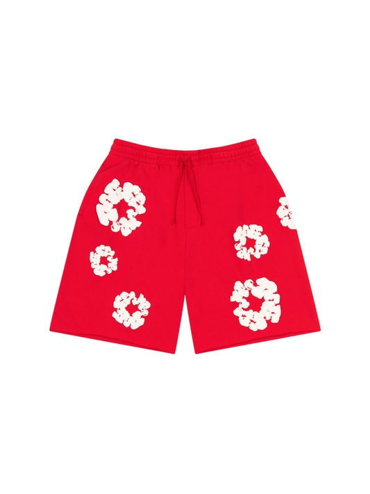 DENIM TEARS THE COTTON WREATH SHORTS RED