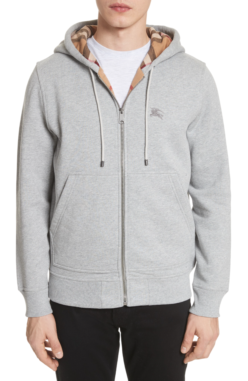 BURBERRY ZIP UP HOODIE GREY