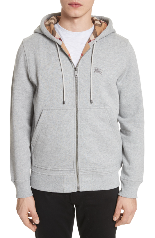 BURBERRY ZIP UP HOODIE GREY