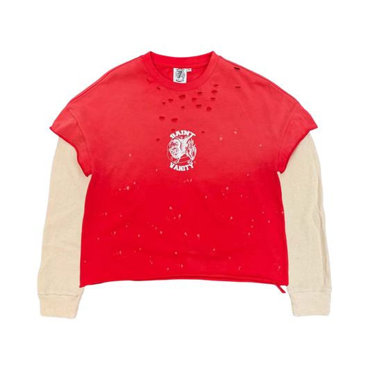 SAINT VANITY RED CUTOFF THERMAL TEE TEE